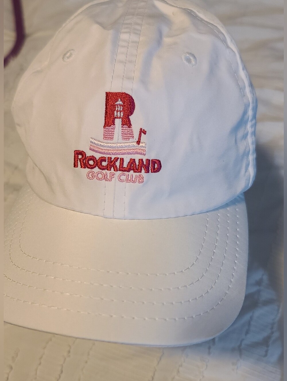 Pukka Rockland Maine Golf Club White Cotton Adjustable Golf Hat Embroidered Logo